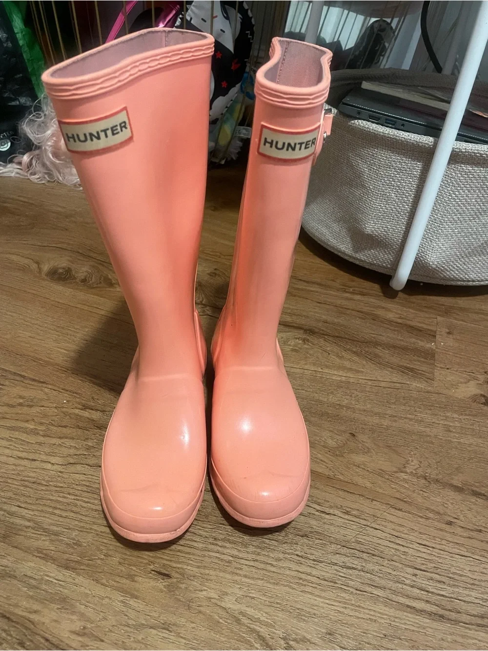 Hunter Kids Coral Pink Tall Rain Boots